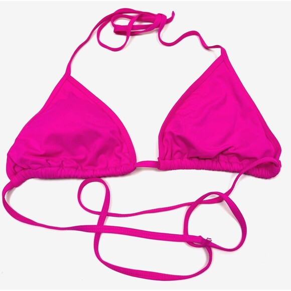 Eidon Dark Pink Triangle Bikini Top XL Strappy Halter Removable Pads Swim‎ Vacay - Picture 1 of 3